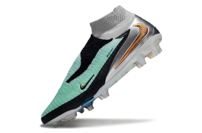 Nike Phantom 6 Elite High FG Firm Ground Soccer Cleats - Jade/Black/Silver/Gold