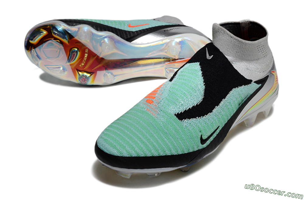 Nike Phantom 6 Elite High FG Firm Ground Soccer Cleats - Jade/Black/Silver/Gold 3