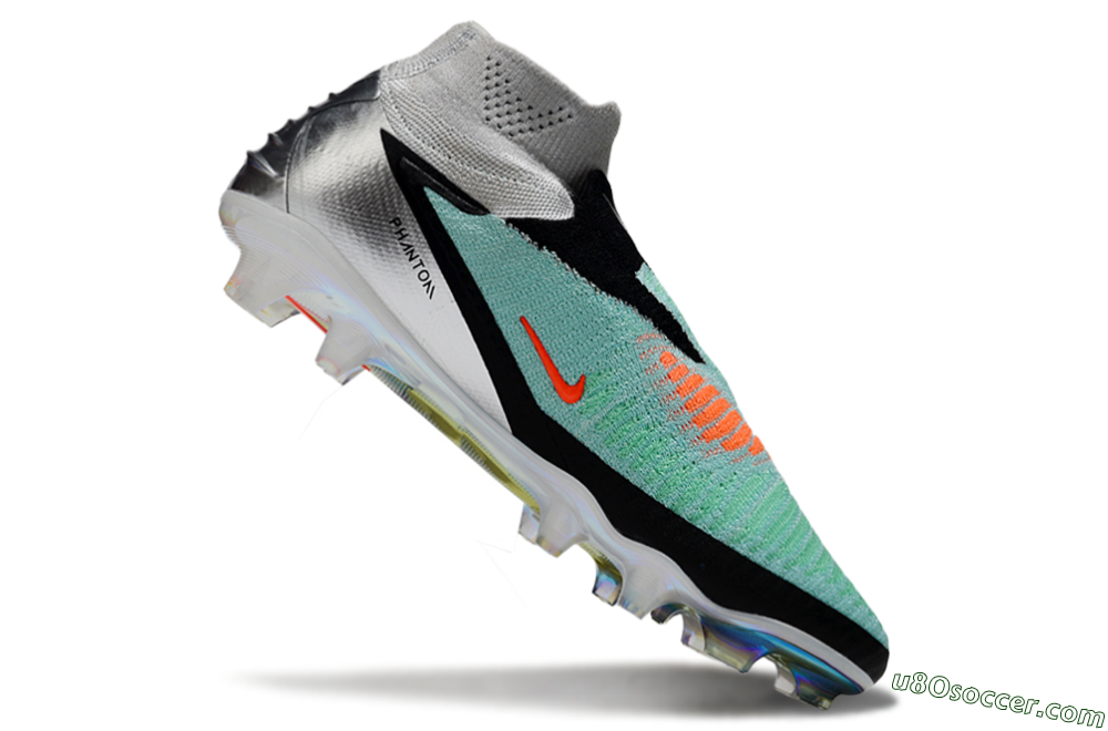 Nike Phantom 6 Elite High FG Firm Ground Soccer Cleats - Jade/Black/Silver/Gold 4