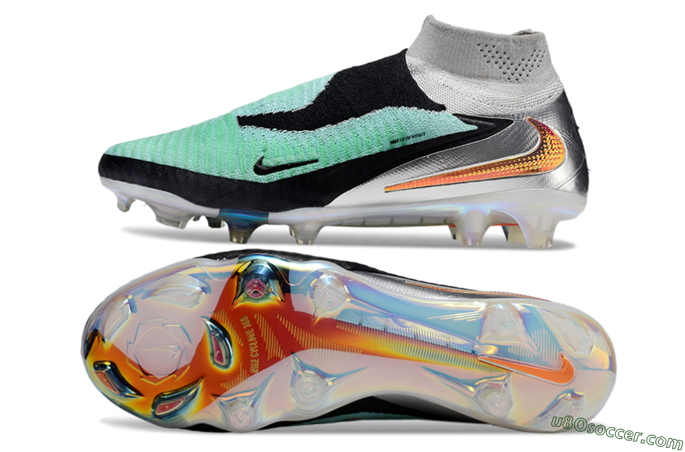Nike Phantom 6 Elite High FG Firm Ground Soccer Cleats - Jade/Black/Silver/Gold 0