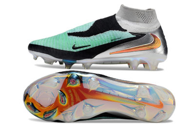 Nike Phantom 6 Elite High FG Firm Ground Soccer Cleats - Jade/Black/Silver/Gold