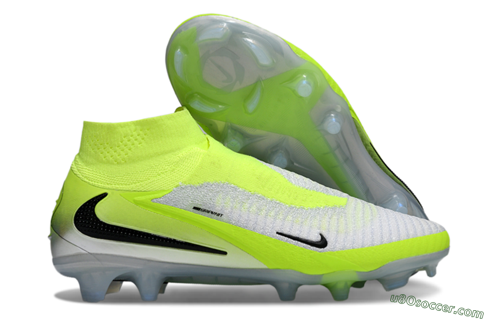 Nike Phantom 6 Elite High FG Firm Ground Soccer Cleats - Yellow/Black/Silver 1
