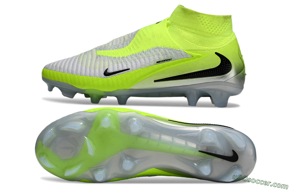 Nike Phantom 6 Elite High FG Firm Ground Soccer Cleats - Yellow/Black/Silver 0