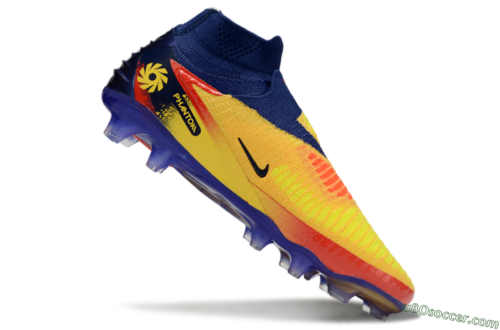 Nike Phantom 6 Elite High FG Firm Ground Soccer Cleats - Yellow/Red/Blue/Gold 4