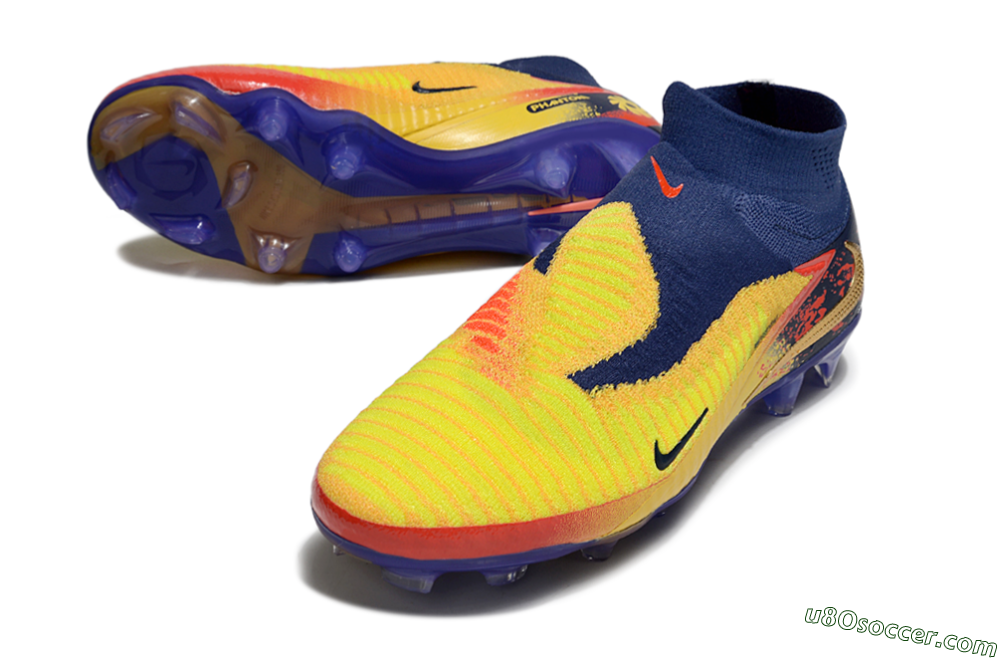 Nike Phantom 6 Elite High FG Firm Ground Soccer Cleats - Yellow/Red/Blue/Gold 3