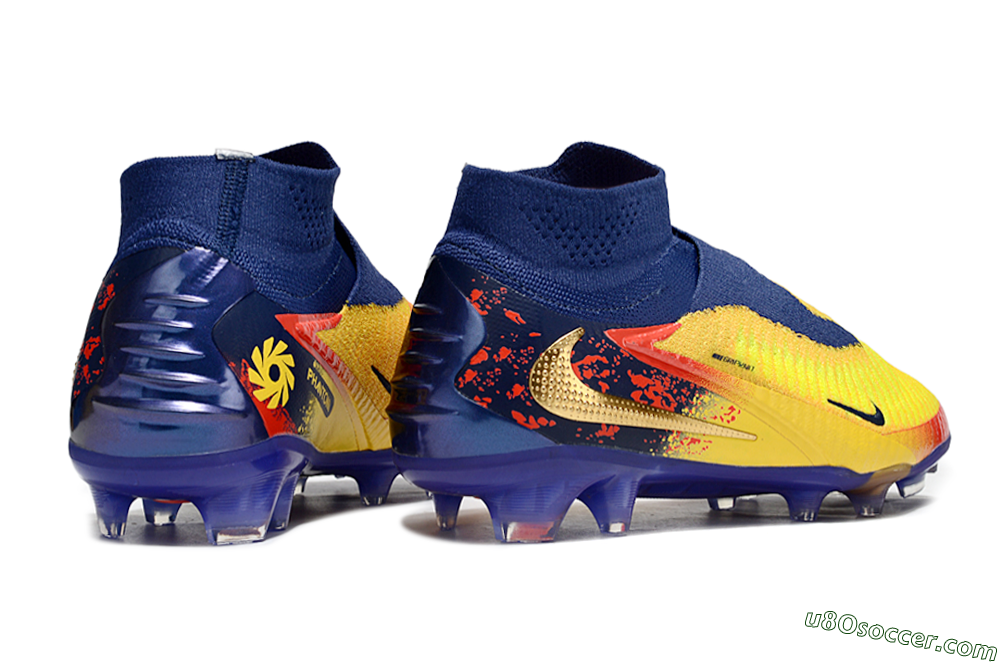 Nike Phantom 6 Elite High FG Firm Ground Soccer Cleats - Yellow/Red/Blue/Gold 6