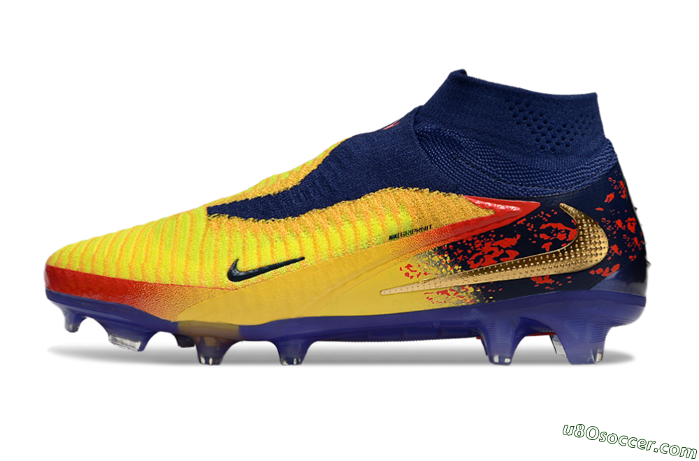 Nike Phantom 6 Elite High FG Firm Ground Soccer Cleats - Yellow/Red/Blue/Gold 2