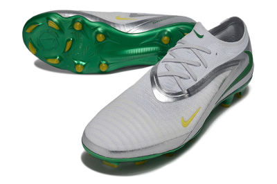 Nike Phantom 6 Elite Low FG Firm Ground Soccer Cleats - White/Silver/Green