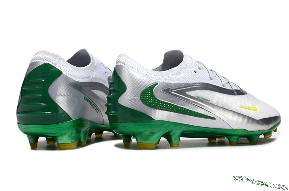 Nike Phantom 6 Elite Low FG Firm Ground Soccer Cleats - White/Silver/Green 6