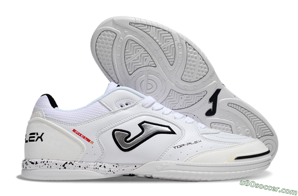 Joma Top Flex IC Indoor & Futsal Soccer Shoes - White/Silver/Black 1