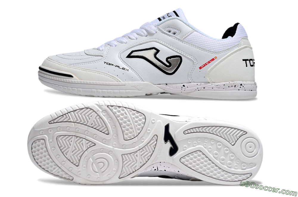 Joma Top Flex IC Indoor & Futsal Soccer Shoes - White/Silver/Black 0