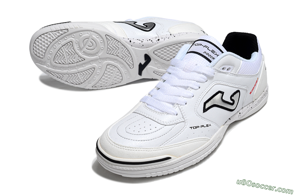 Joma Top Flex IC Indoor & Futsal Soccer Shoes - White/Silver/Black 3