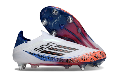 Adidas F50 Elite Laceless SG Soft Ground Soccer Cleats - White/Red/Blue
