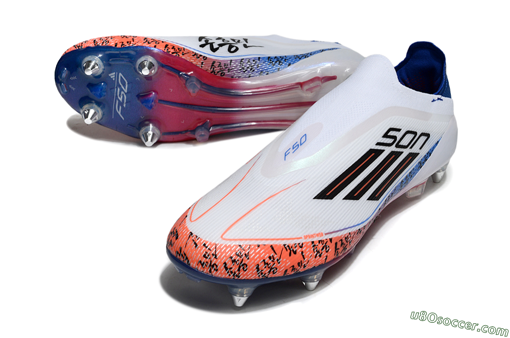 Adidas F50 Elite Laceless SG Soft Ground Soccer Cleats - White/Red/Blue 3