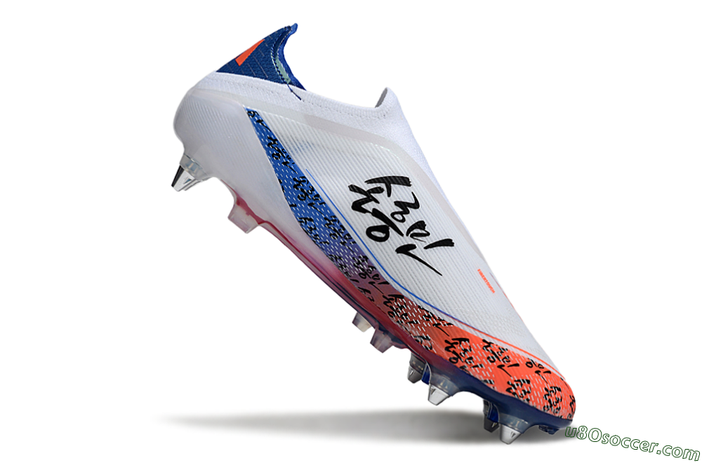 Adidas F50 Elite Laceless SG Soft Ground Soccer Cleats - White/Red/Blue 4