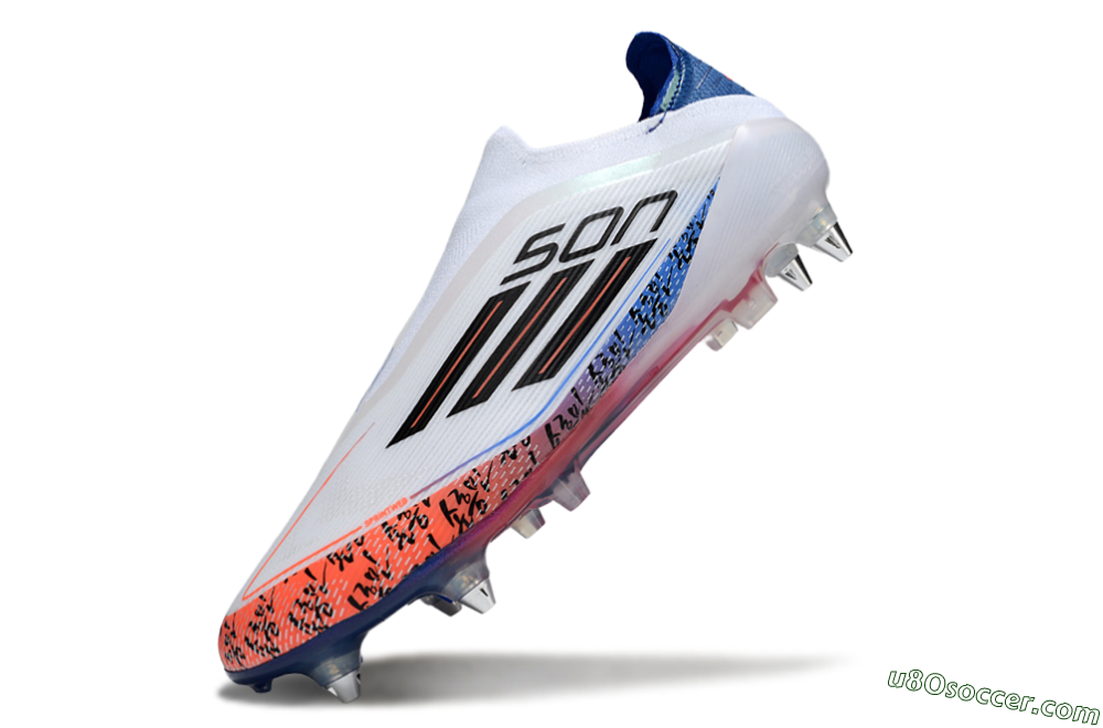 Adidas F50 Elite Laceless SG Soft Ground Soccer Cleats - White/Red/Blue 5