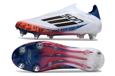 Adidas F50 Elite Laceless SG Soft Ground Soccer Cleats - White/Red/Blue