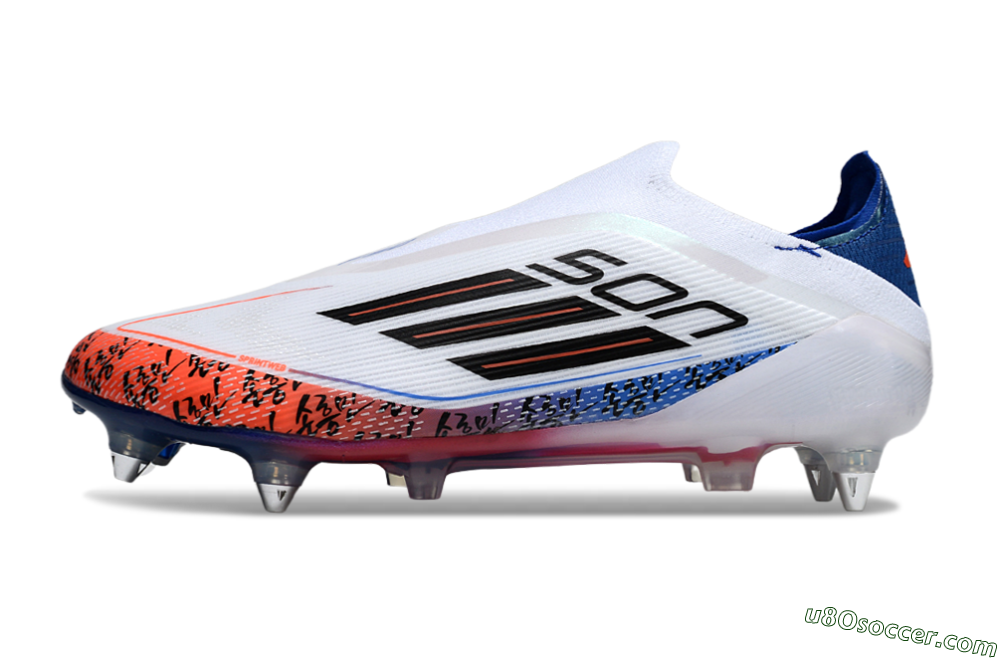 Adidas F50 Elite Laceless SG Soft Ground Soccer Cleats - White/Red/Blue 2