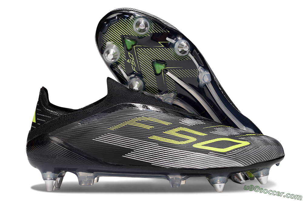 Adidas F50 Elite Laceless SG Soft Ground Soccer Cleats - Black/Silver/Yellow 1