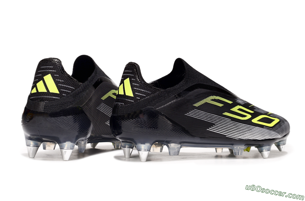 Adidas F50 Elite Laceless SG Soft Ground Soccer Cleats - Black/Silver/Yellow 6
