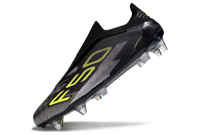 Adidas F50 Elite Laceless SG Soft Ground Soccer Cleats - Black/Silver/Yellow