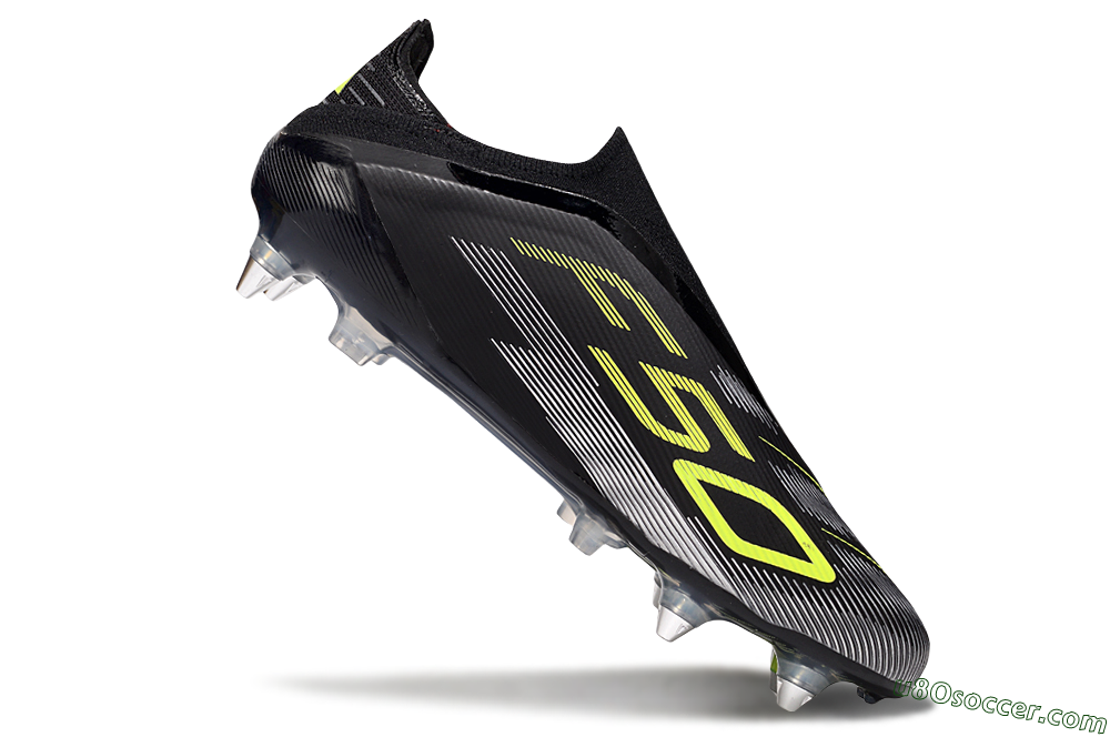 Adidas F50 Elite Laceless SG Soft Ground Soccer Cleats - Black/Silver/Yellow 4