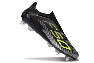 Adidas F50 Elite Laceless SG Soft Ground Soccer Cleats - Black/Silver/Yellow