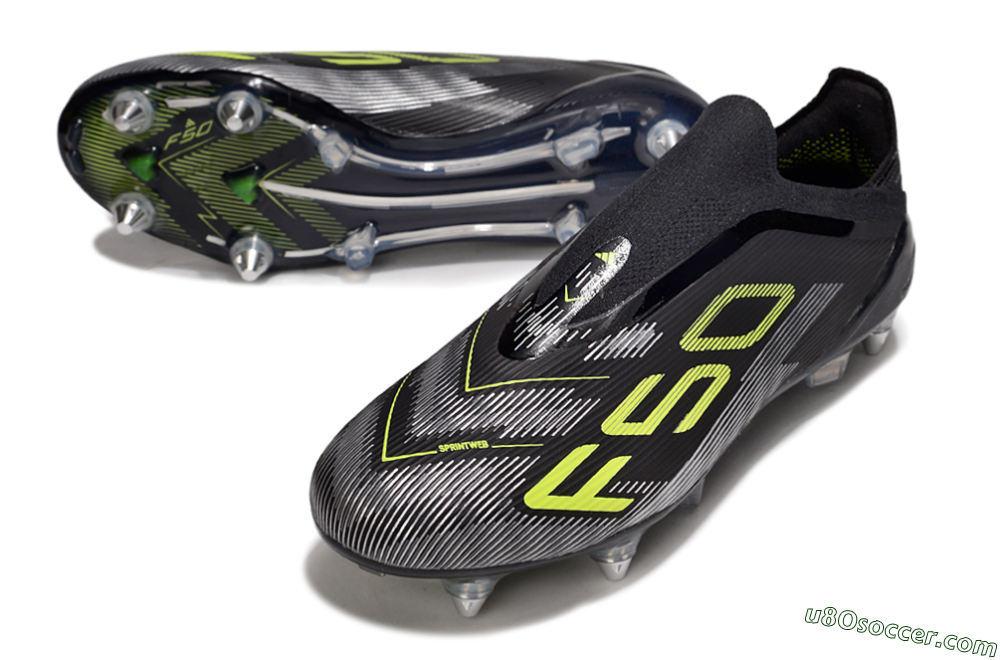 Adidas F50 Elite Laceless SG Soft Ground Soccer Cleats - Black/Silver/Yellow 3