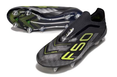 Adidas F50 Elite Laceless SG Soft Ground Soccer Cleats - Black/Silver/Yellow