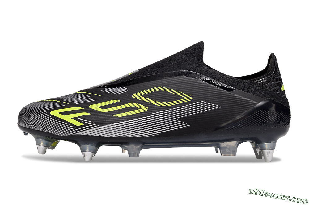 Adidas F50 Elite Laceless SG Soft Ground Soccer Cleats - Black/Silver/Yellow 2