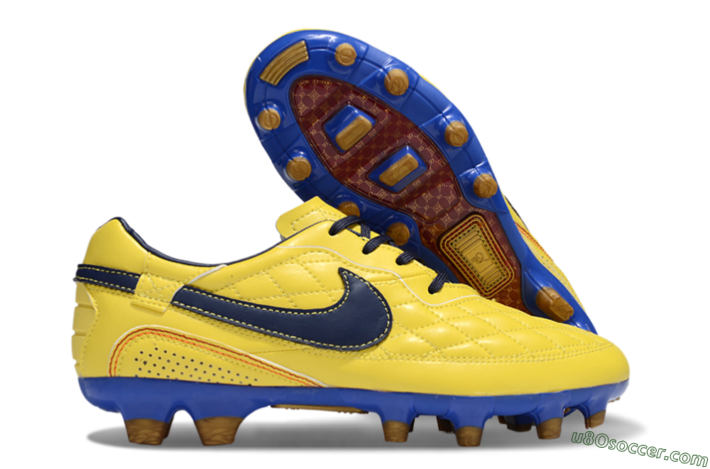 Nike Tiempo Legend R10 Elite FG Firm Ground Soccer Cleats - Yellow/Black/Blue 1