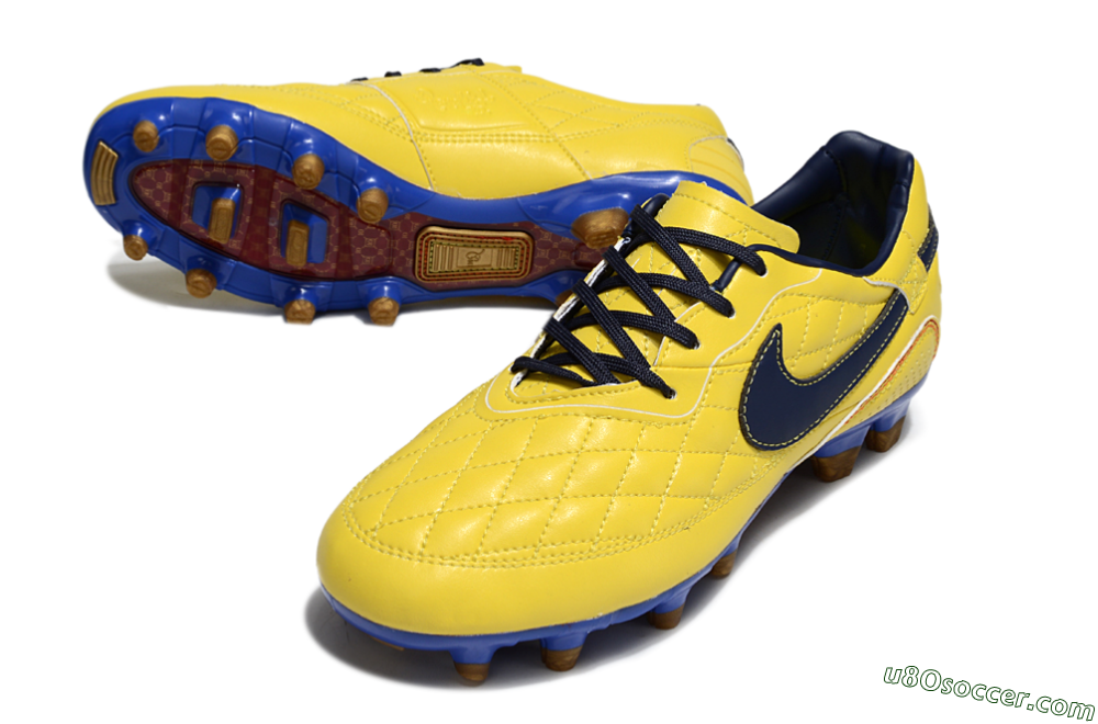 Nike Tiempo Legend R10 Elite FG Firm Ground Soccer Cleats - Yellow/Black/Blue 3