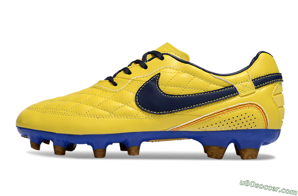 Nike Tiempo Legend R10 Elite FG Firm Ground Soccer Cleats - Yellow/Black/Blue 2