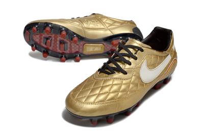 Nike Tiempo Legend R10 Elite FG Firm Ground Soccer Cleats - Gold/White/Red