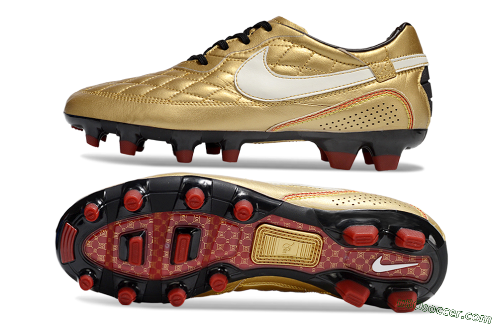Nike Tiempo Legend R10 Elite FG Firm Ground Soccer Cleats - Gold/White/Red 0