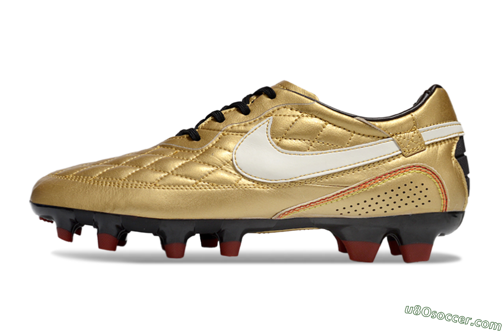 Nike Tiempo Legend R10 Elite FG Firm Ground Soccer Cleats - Gold/White/Red 2