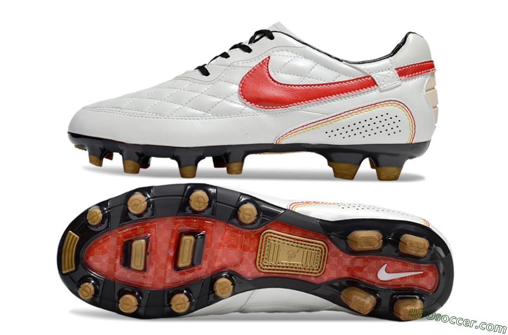 Nike Tiempo Legend R10 Elite FG Firm Ground Soccer Cleats - White/Red/Yellow 0