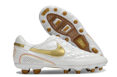 Nike Tiempo Legend R10 Elite FG Firm Ground Soccer Cleats - White/Gold/Red