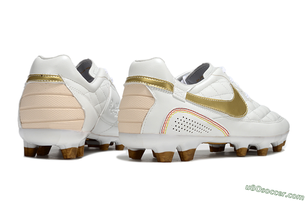 Nike Tiempo Legend R10 Elite FG Firm Ground Soccer Cleats - White/Gold/Red 6