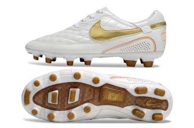 Nike Tiempo Legend R10 Elite FG Firm Ground Soccer Cleats - White/Gold/Red