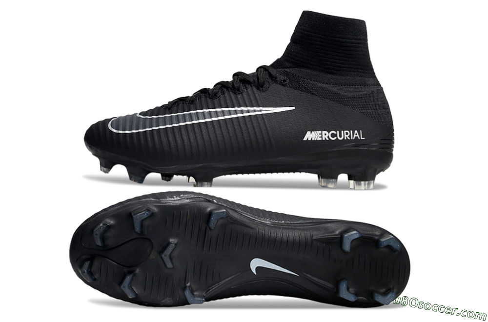 Nike Zoom Mercurial Superfly 5 Elite FG Firm Ground Soccer Cleats - Black/White 0