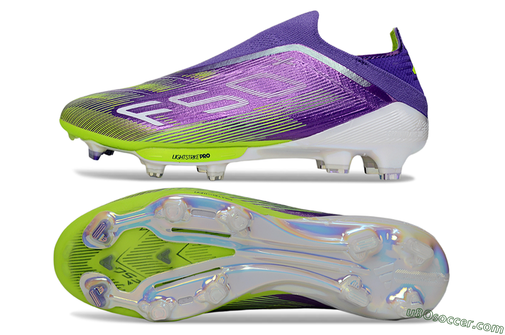 Adidas F50+ Lightstrike Pro Laceless FG Firm Ground Soccer Cleats - Purple/Yellow/White 0
