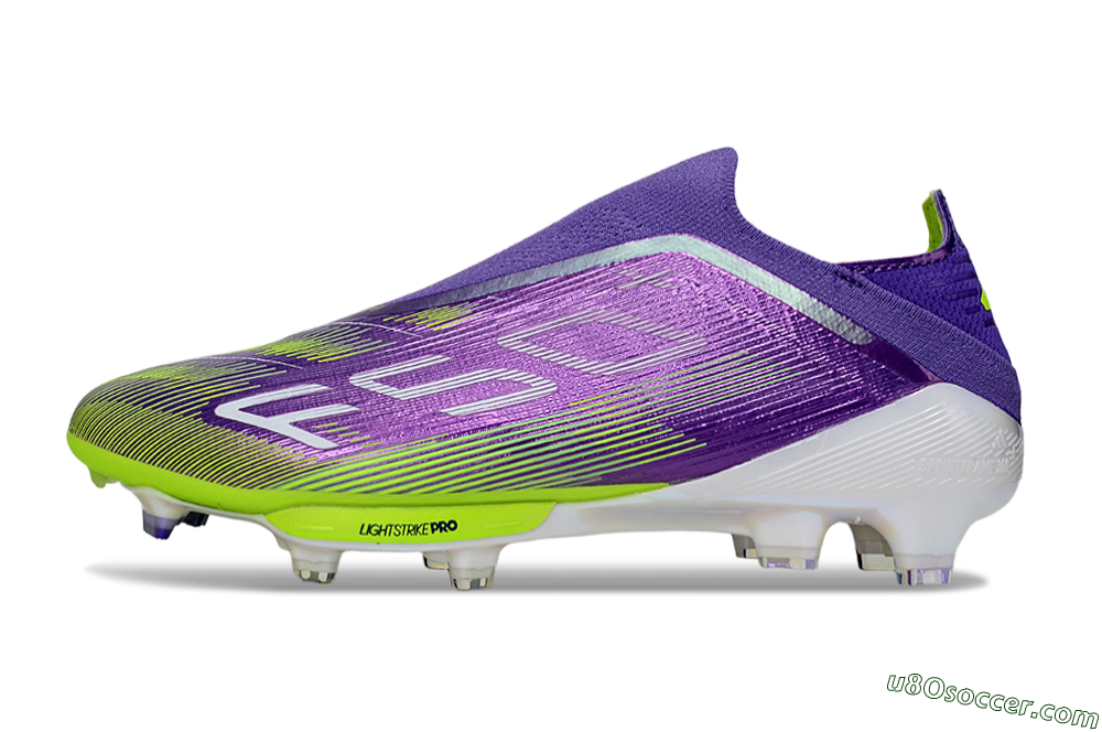 Adidas F50+ Lightstrike Pro Laceless FG Firm Ground Soccer Cleats - Purple/Yellow/White 2