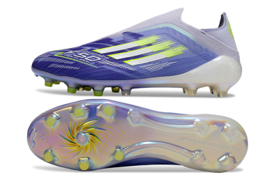 Adidas F50 Elite Laceless FG Firm Ground Soccer Cleats - Blue/Silver/Yellow