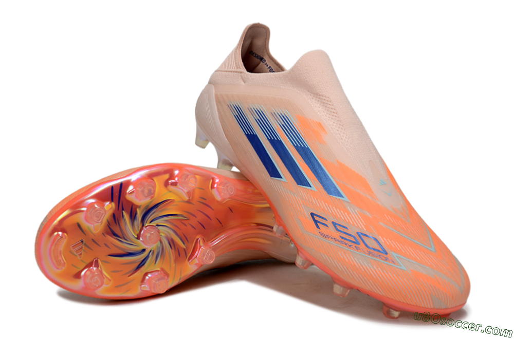 Adidas F50+ Elite Laceless FG Firm Ground Soccer Cleats - Pink/Blue/Gold 4