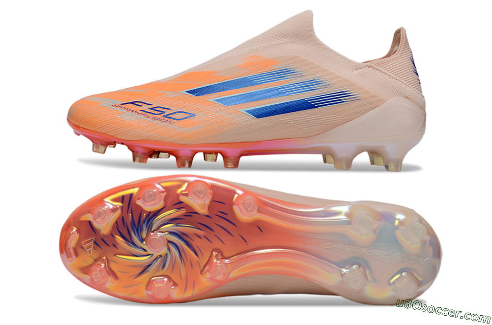 Adidas F50+ Elite Laceless FG Firm Ground Soccer Cleats - Pink/Blue/Gold 0