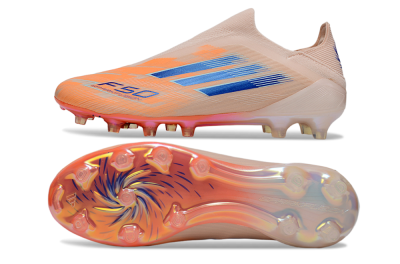 Adidas F50+ Elite Laceless FG Firm Ground Soccer Cleats - Pink/Blue/Gold