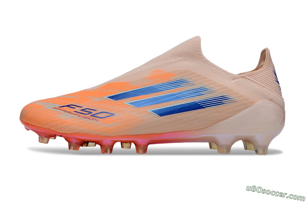 Adidas F50+ Elite Laceless FG Firm Ground Soccer Cleats - Pink/Blue/Gold 2
