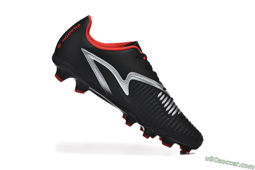Nike Phantom 6 Elite FG Firm Ground Soccer Cleats - Black/Silver/Red 7