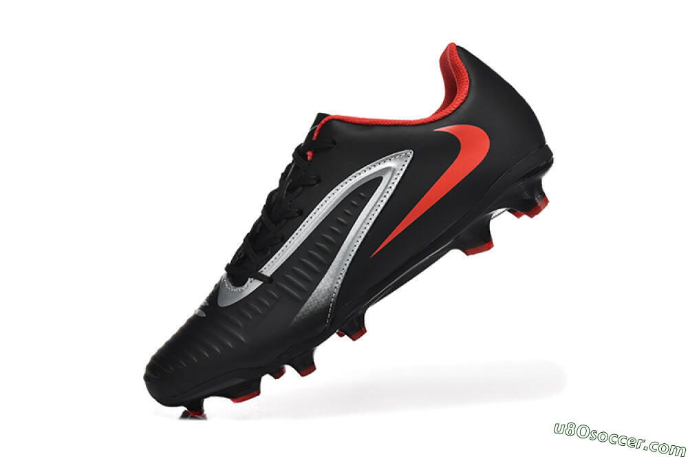 Nike Phantom 6 Elite FG Firm Ground Soccer Cleats - Black/Silver/Red 8